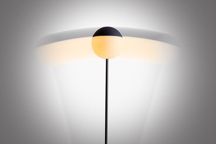 Swaying Floor Lamp - Made by Pen : The Lamp For those Different The Swaying Floor Lamp uses a spherical, weighted base to maintain its position, even it if is pushed or knocked, so the risk of accidentally breaking this lamp is removed. This was designed by Nick Rennie, an Australian designer.