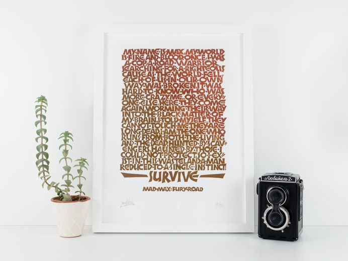 Mad Max Linocut Print — Joan Quirós - Calligraphy & Lettering
