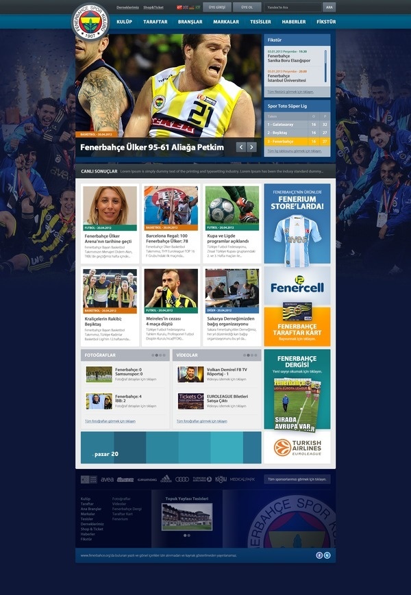 Fenerbahce FC #fenerbahce #site #yellow #design #soccer #istanbul #art #blue #football #web #club