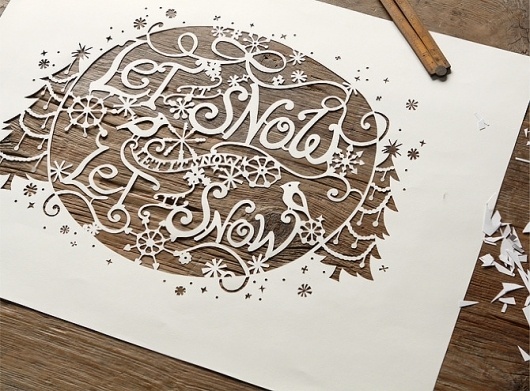 let it snow - Danielle Kroll #danielle #cut #typography #illustration #kroll #paper #winter