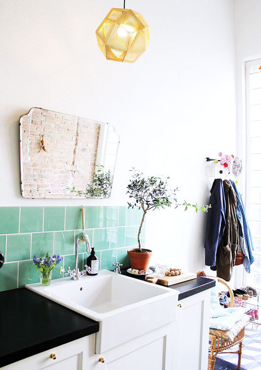 green tile sink #interior design #decoration #decor #deco