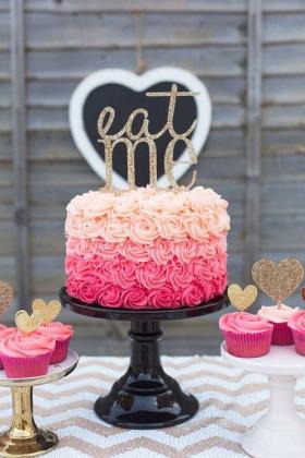 Rose pink birthday cake