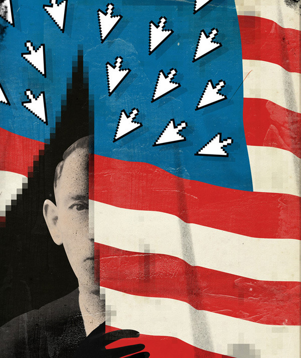 Emmanuel Polanco / Les InRockuptibles magazine / Colagene.com #states #vinatge #flag #photo #hide #illustration #united #arrow #man #collage