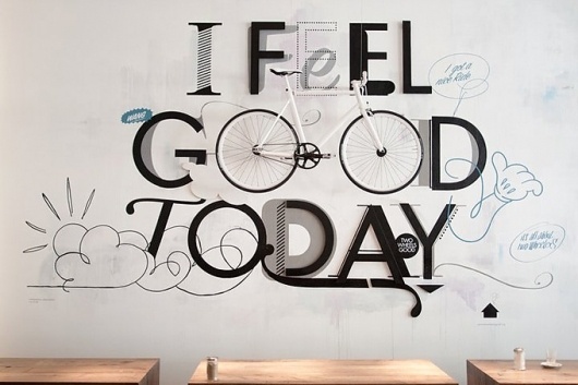 The Cool Hunter - I Feel Good Today At Erste Liebe Bar, Hamburg #cool #hunter #design #graphic #the #bar #art #bike #hamburg #typography