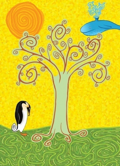 happyday.jpg (700×965) #tree #whale #art #animals #penguin #drawing