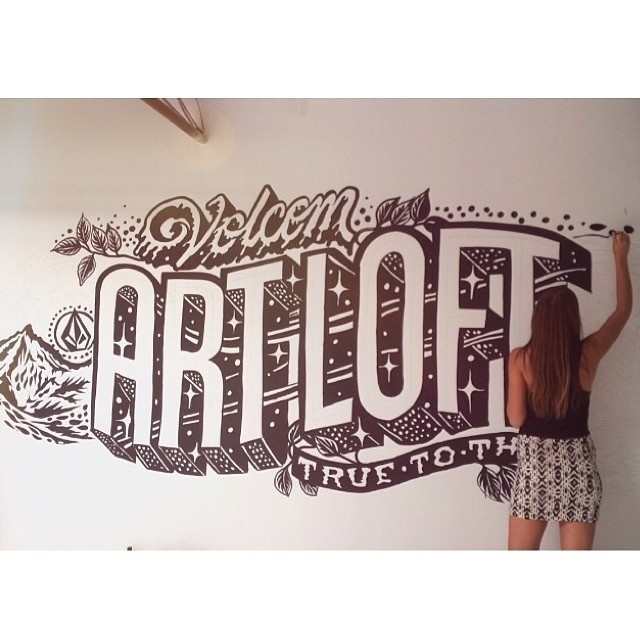Wall mural for @volcom by the insanely talented @mrseaves101 #lettering #wall #murals #hand #typography