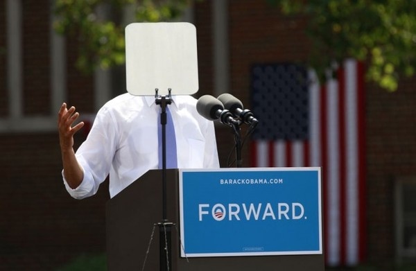 A teleprompter obscures U.S. President Obama as he speaks during a campaign event in Columbus, Ohio #2012 #reuters #photo #obama