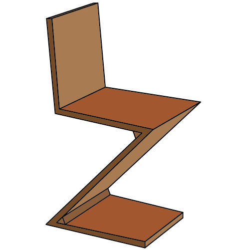 Gerrit Rietveld - Zig Zag Chair - #illustration #interiordesign