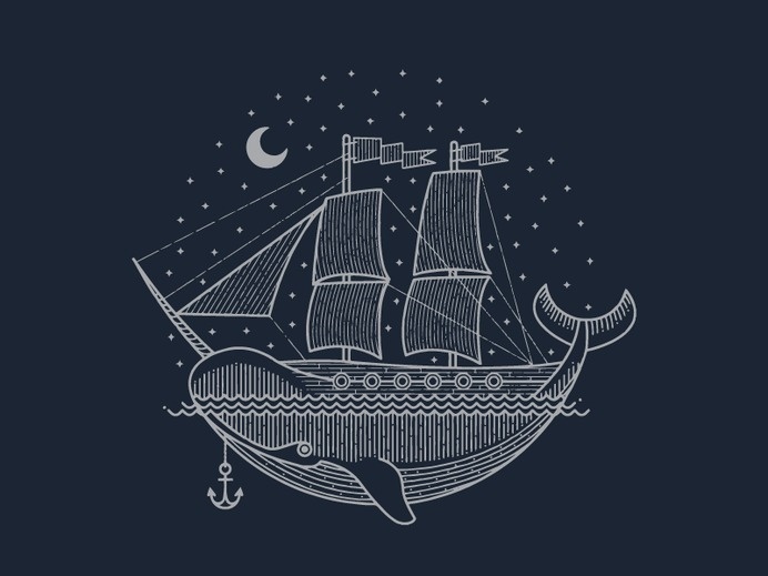 Brian Steely #whale #sail #illustration #ship #sea #boat #anchor