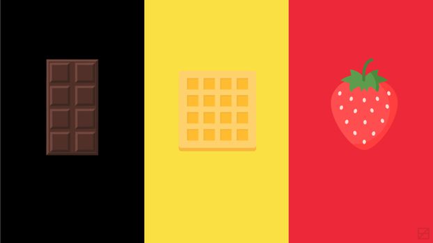 Belgium Flag and famous products by Frederatic