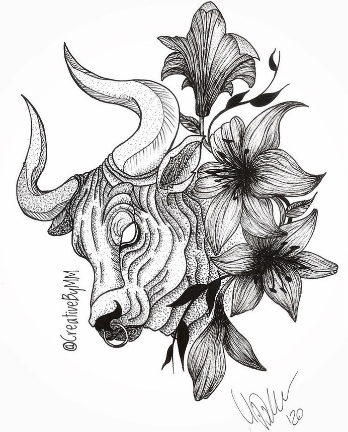 Taurus w flowers by CreativeByMM