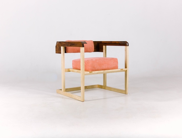 ArmChair PinkCreamson Fly Massive Millworks #armchair #furniture #modernism #walnut #joinery #woodworking #maple #leather #chair #ÑÑ'Ð¾Ð