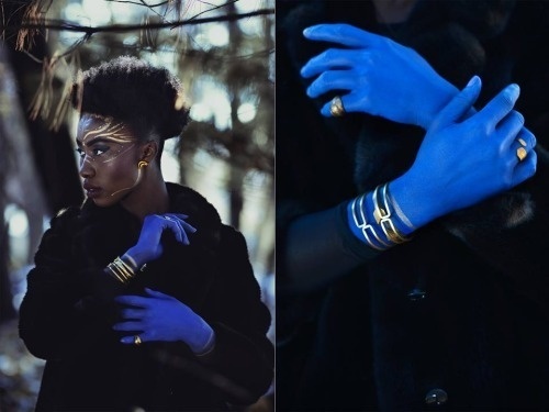 Priscilla Dwomoh by Gabrielle A. Shamon MUA+H: Sydney Irene TaylorStyling: GLEANAssistance: Annie Noelker + Devin Goetz #blue #painted #woman #hands