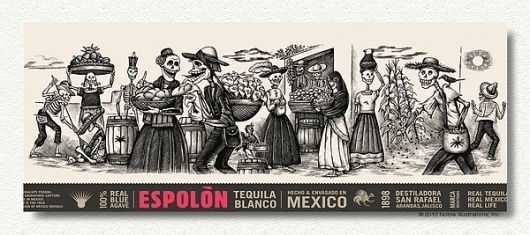 Espolon Tequila Packaging Illustrations on the Behance Network #white #tequila #mexico #black #illustration #and #death #sketch