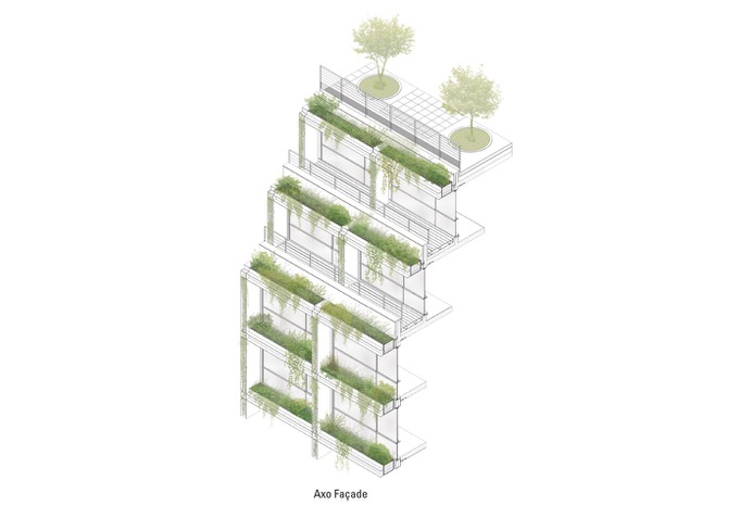 Villa M / Triptyque Architecture,Axo facade