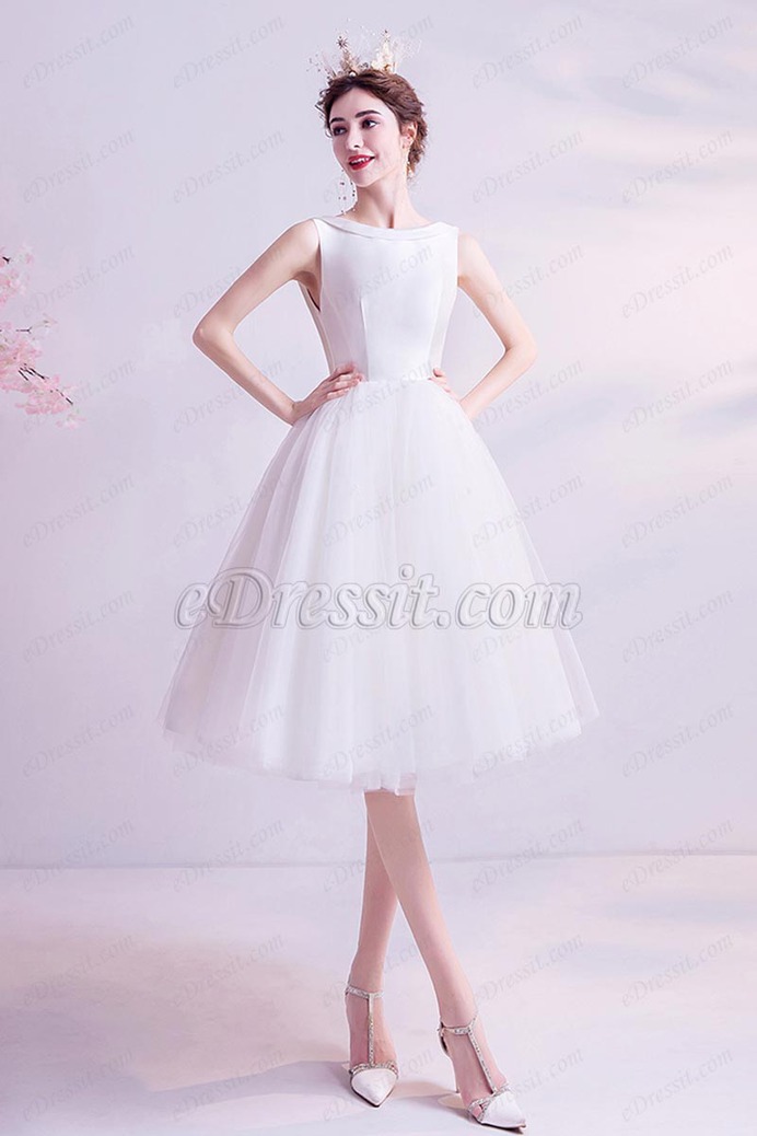 eDressit White Short Knee Length Tulle Cocktail Party Dress (35198907)