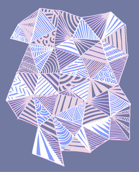 Drawn and digital ice blue triangle pattern print Art Print #pattern #triangle