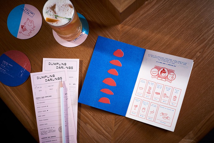 Dumpling Darlings - Mindsparkle Mag Foreign Policy Design Group designed the branding for Dumpling Darlings – a dumpling bar with a twist, designed to break the mould of stereotypical Asian joints. #logo #packaging #identity #branding #design #color #photography #graphic #design #gallery #blog #project #mindsparkle #mag #beautiful #portfolio #designer