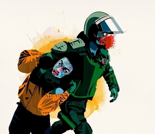 Police Riot, Paco Chile Stretched Canvas by Alvaro Tapia Hidalgo | Society6 #print #riot #illustration
