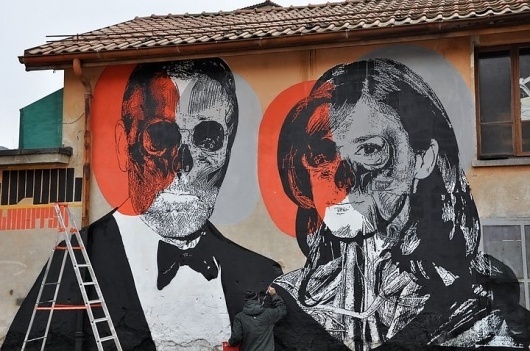 love is holliwood 02 by ~orticanoodles on deviantART #skull #wall #art #street