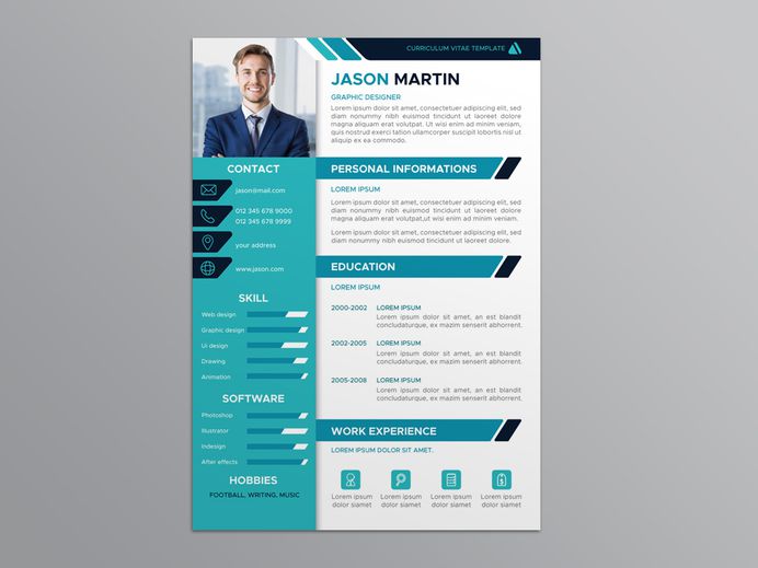 Free Flat Resume Template with Professional Design