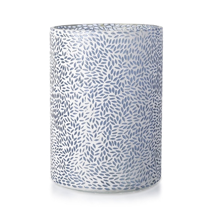 Candle Holder Mosaic Glass Blue 29.5cm x 21cm