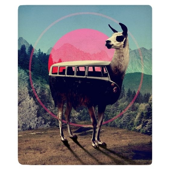 Llama Copy Fleece Throw