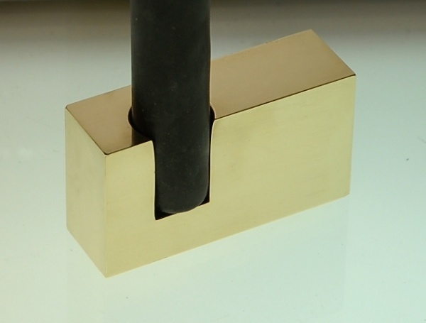 KIM THOME #solid #lump #black #candle #gold #holder #wax