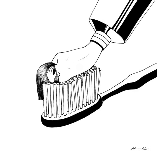 Black and white surreal illustrations by Henn Kim