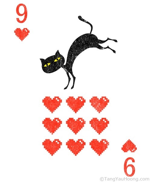 9 of Lives #card #illustration #playing #tangyauhoong