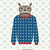 Sweater owl illustration http://bit.ly/29kf6OA