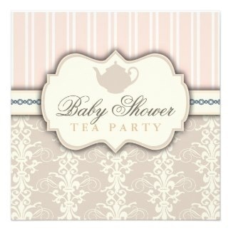 Chic Damask Vintage Baby Shower Tea Invitation #shower #baby #invitation