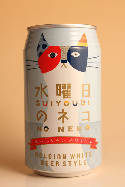 水曜日のネコ ヤッホー・ブルーイング 350ml缶ベルジャン・ホワイト・ビール・スタイル 【ワイン  #packaging #japanese #cat #illustration #can