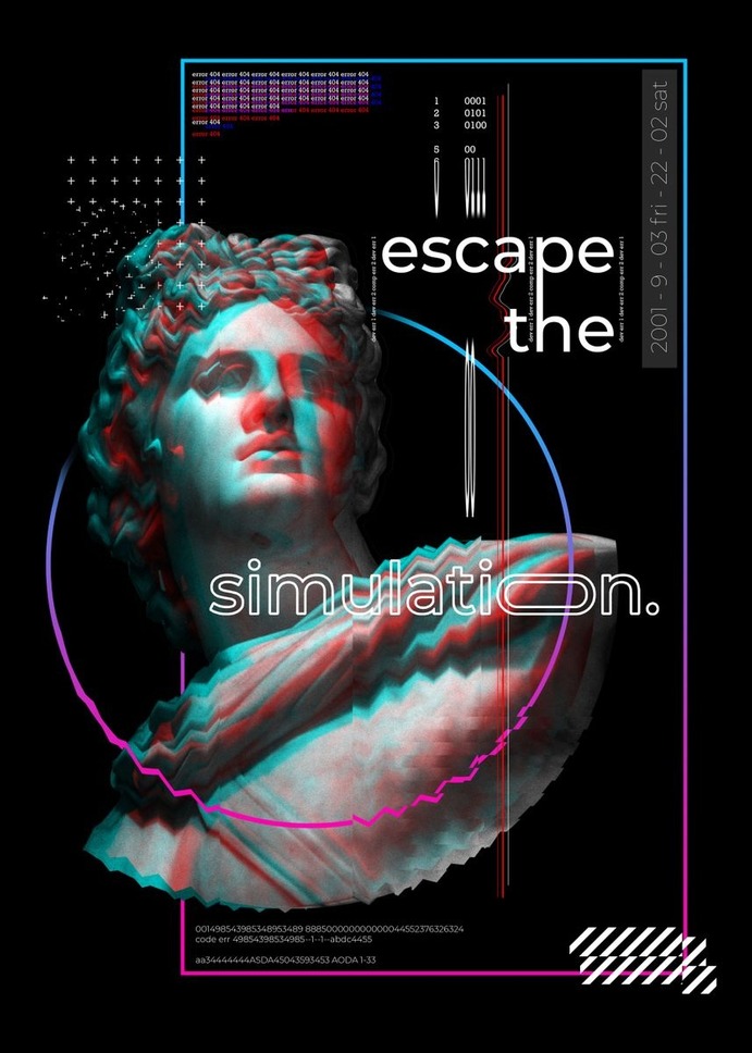 "Statue glitch quote" Poster Print on metal by Sam Kal