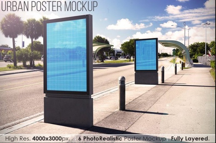 Photo Realistic Urban Poster Mockup