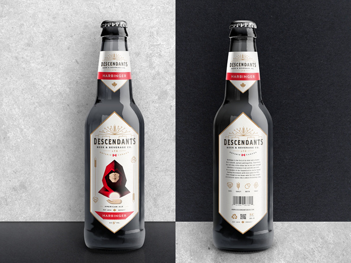 The Descendants Beer bottle label by Josip Kelava #descendants #beer #bottle #label #josip #kelava #harbinger #vintage #red #canada