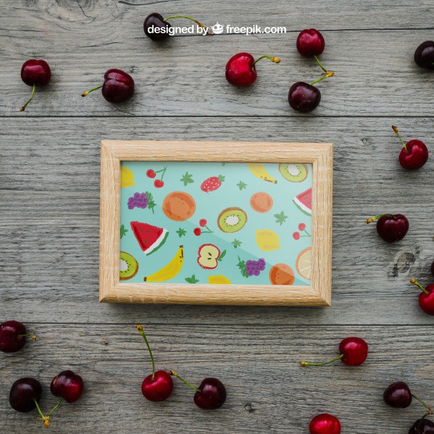Summer concept with frame and cherries Free Psd. See more inspiration related to Frame, Mockup, Wood, Summer, Template, Photo frame, Photo, Fruits, Holiday, Mock up, Decoration, Healthy, Pineapple, Decorative, Vacation, Templates, Cherry, Aloha, Up, Season, Wood frame, Concept, Composition, Mock, Summertime, Cherries and Seasonal on Freepik.