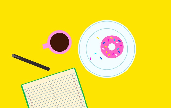 Ordinary Illustration - Coffee, Donut and Notebook