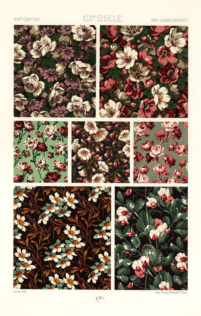 19th Century pattern from L'ornement Polychrome (1888) by Albert Racinet (1825–1893). Digitally enhanced from our own original 1888 edition.