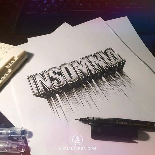Insomnia by Adrian Iorga #lettering #white #drawing #black #and #hand #typography