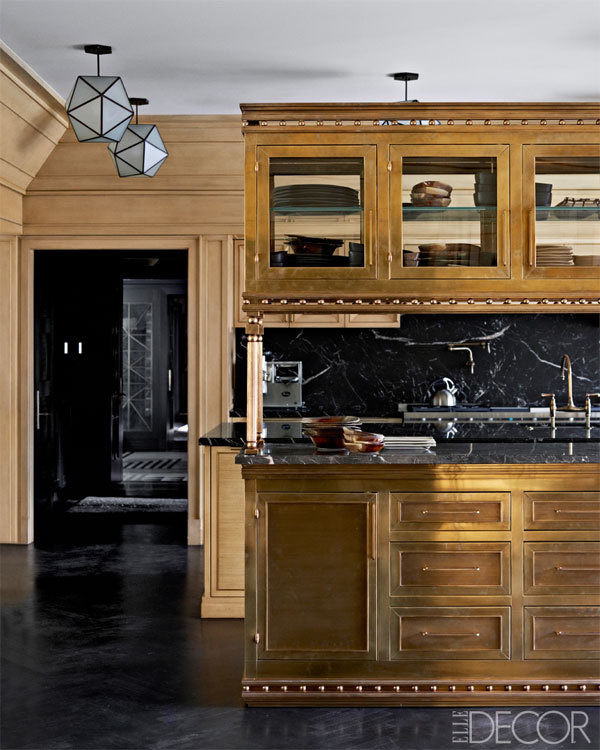 kw-elle-decor1 #interior #black #kitchen #marble #gold #luxury