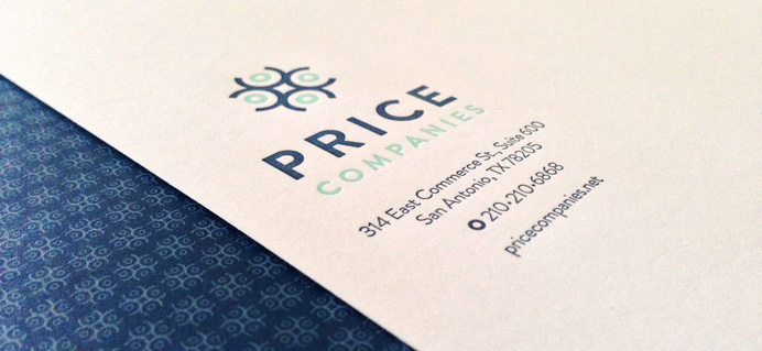 Price Companies Letterhead Detail #pattern #letterpress #logo #blue #letterhead #green