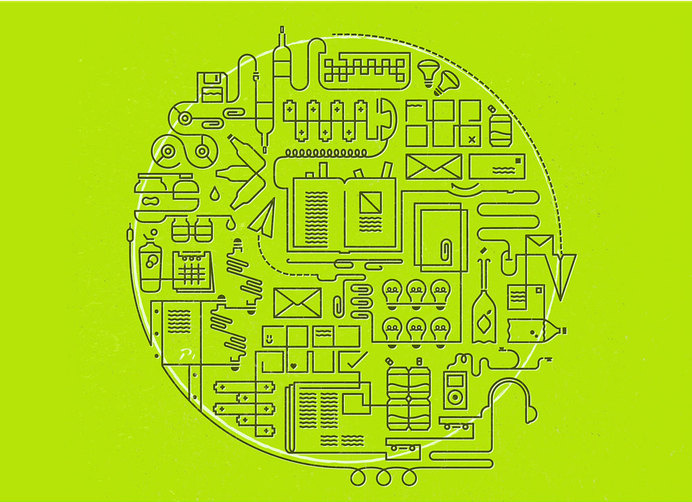 Recycling illustration via Patrick Iadanza #sustainable #recycle #line #electronics #cycle #sustainability #illustration #paper