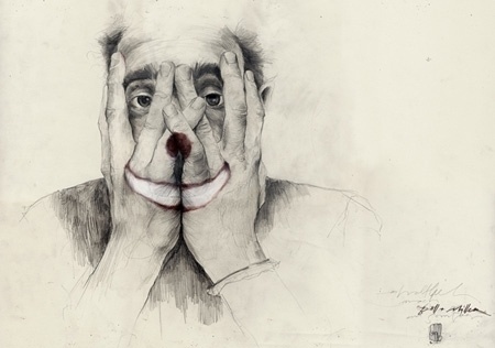 PHILLENNIUM BLOG - Philipp Zurmoehle Design Blog #prades #simon #clown #portrait #hands #face #drawing