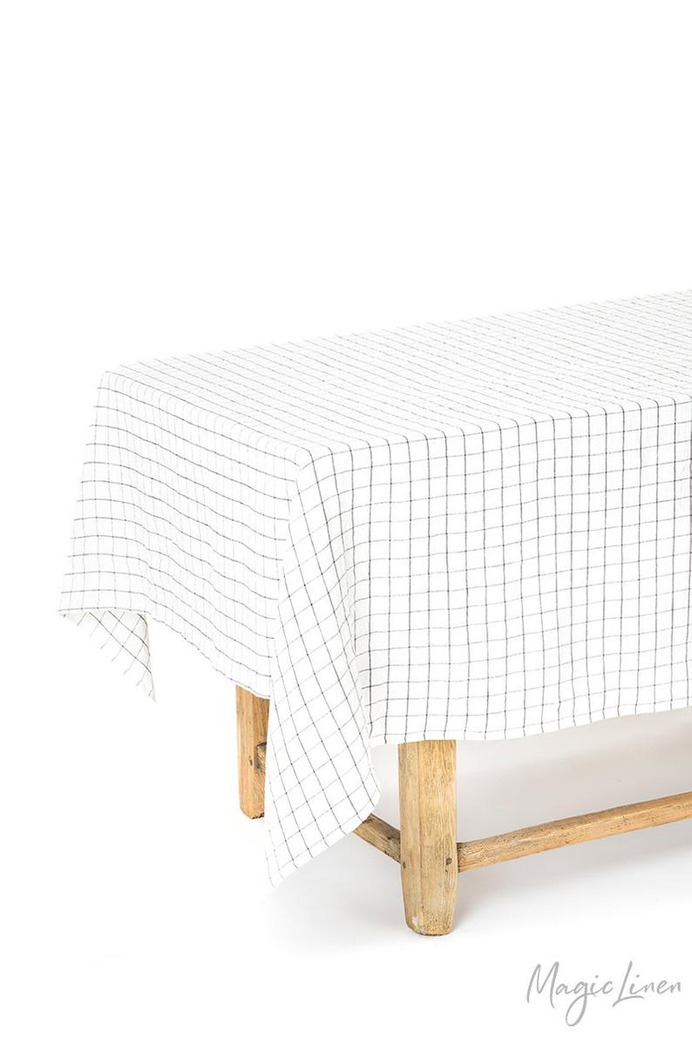 Linen tablecloth in various colors. Round square rectangular Charcoal grid