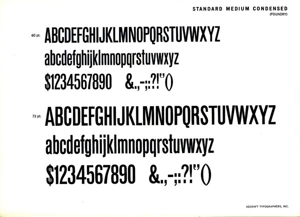 Standard Medium Condensed type specimen #type #specimen #typography