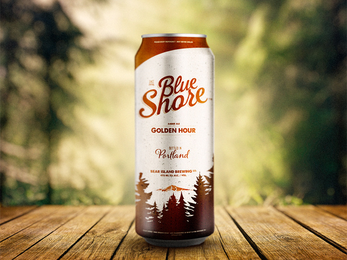 Blue Shore Beer Label by Mike Clarke #beer #mountain #branding #portland #label #logo #forest #can