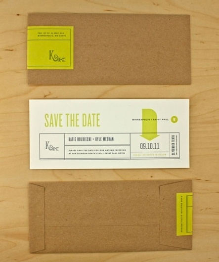 design work life » cataloging inspiration daily #green #white #save #date #black #the #envelope #paper #lime #grey