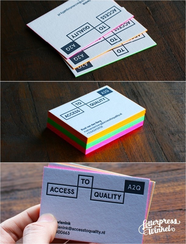 Fluor edge color letterpress Business card by Letterpress Winkel