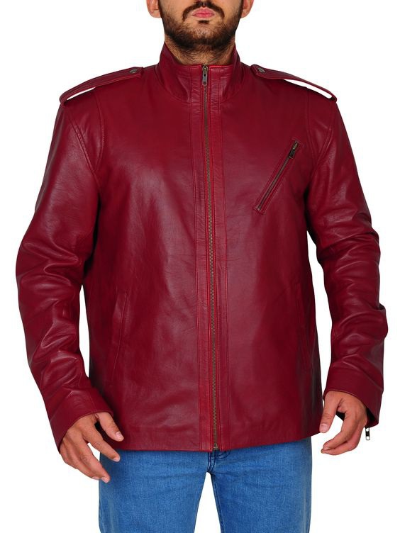 Men's Fashion Red Blood Slim Leather jacket With Awesome Look! Here topleatherjackets.com providing you Red Slim Fit Jacket for men's in Affordable Price. #MenFashion #LifeStyle #LeatherJacket #SlimFit